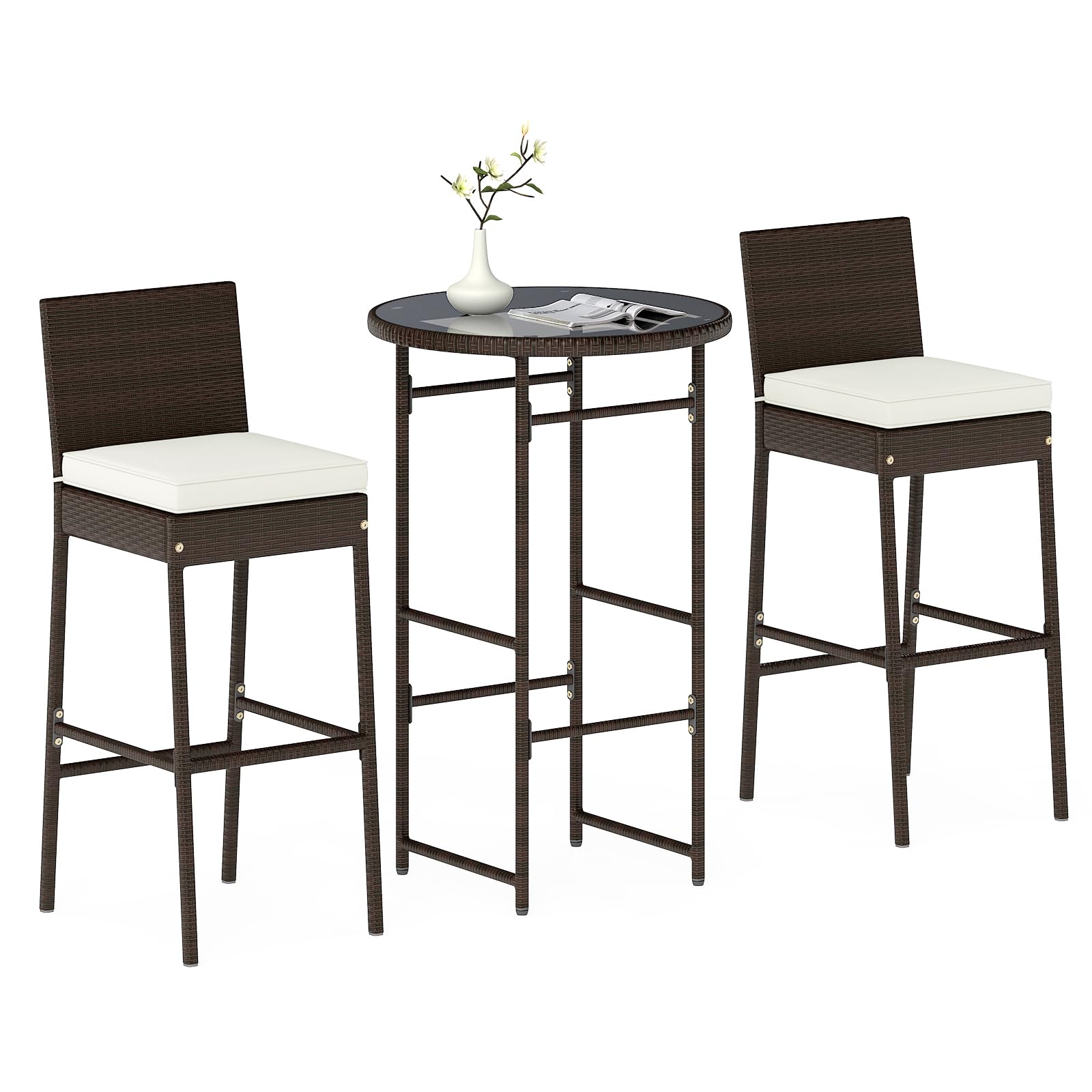 Tangkula 3 Piece Outdoor Bar Set for Porch